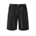 Purple Brand Crystal Diamond Denim Shorts #5095